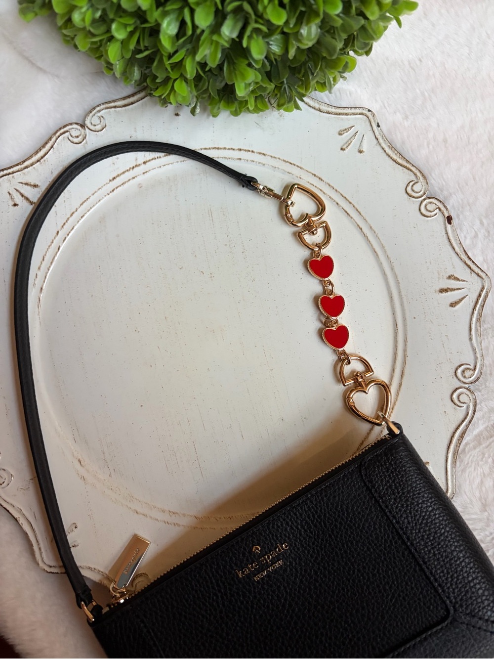 Red heart Link Keychain purse charm or bag extender- Gold Hardware choose 1
